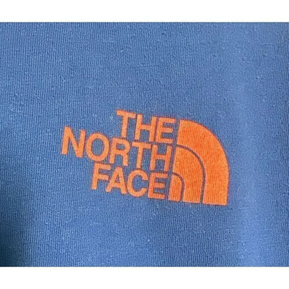 The North Face Shirt Adult Mens Small Blue Spell Out Floral Logo Short Sleeve‎